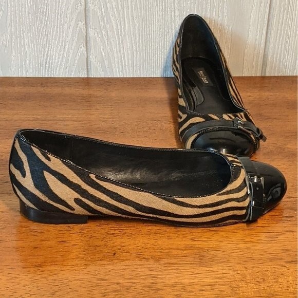White House Black Market animal print calf hair patent leather flats sz 7.5M - Picture 4 of 7